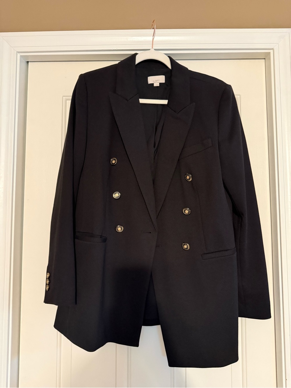 LOFT Black Double-Breasted Women's Blazer Jacket